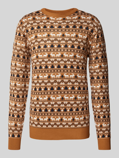 Lindbergh Gebreide pullover met ribboorden Camel - 1