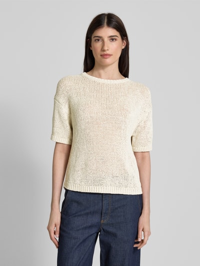 Marc O'Polo Loose fit gebreide pullover met korte mouwen Ecru - 4