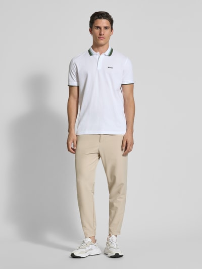 BOSS Green Regular fit poloshirt met labelprint, model 'Paddy' Wit - 1