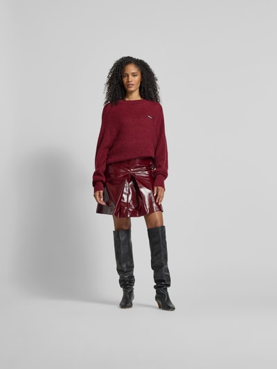 ROTATE Oversized Wollpullover mit Mohair-Anteil Bordeaux 1