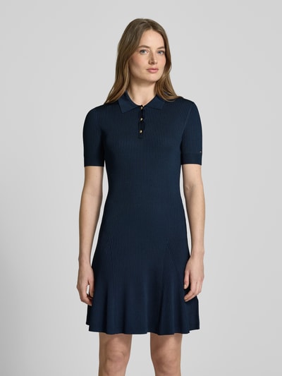 Tommy Hilfiger Knielanges Polokleid in Ripp-Optik Marine 4