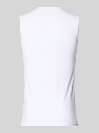 Produktfoto, Slim Fit Top aus Baumwoll-Mix im 2er-Pack von Schiesser, weiße glatte Oberfläche, Herren Top, Rückenansicht, Rundhalsausschnitt.