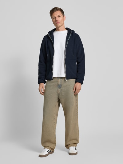 Blend Fleecejack met capuchon, model 'FROST' Donkerblauw - 1