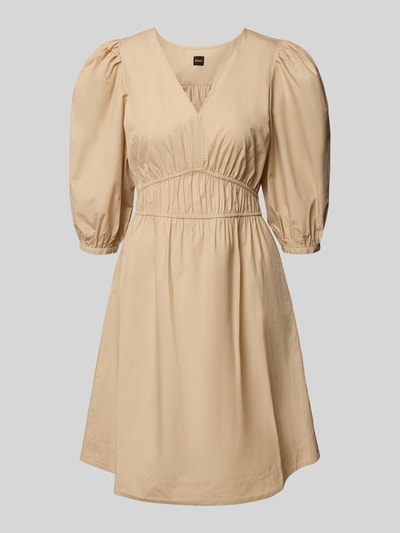 BOSS Orange Knielanges Kleid mit Puffärmeln Modell 'Dezzan' Sand 2