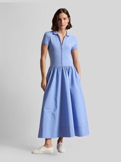 Polo Ralph Lauren Sukienka casualowa z mieszanki bawełny z kołnierzykiem polo Jasnoniebieski 4