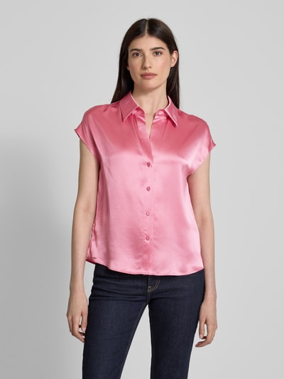 Luisa Cerano Regular fit blouse van zijde met kapmouwen Felroze - 4
