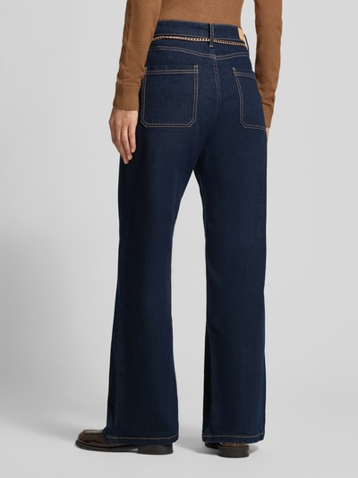 s.Oliver BLACK LABEL relaxed fit jeans met dubbele riem detail Jeansblauw - 5