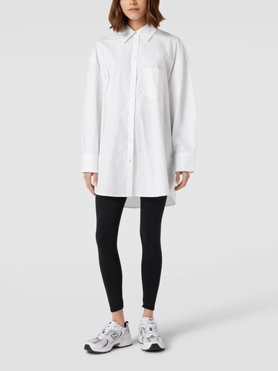 REVIEW Oversized Hemdbluse mit Brusttasche Weiss 1