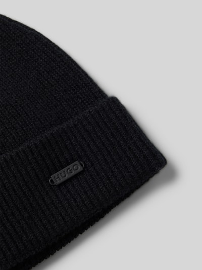 HUGO Beanie met labeldetail, model 'Xamiro' Zwart - 2