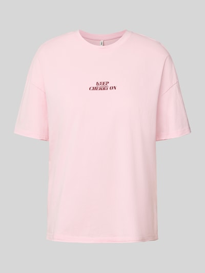 Only T-shirt o kroju oversized z czystej bawełny model ‘KINNA’ Różowy 2