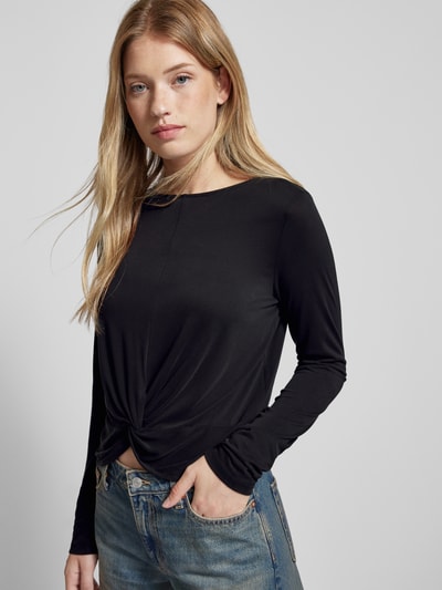 Pieces Regular Fit Langarmshirt mit Knoten-Effekt Black 3