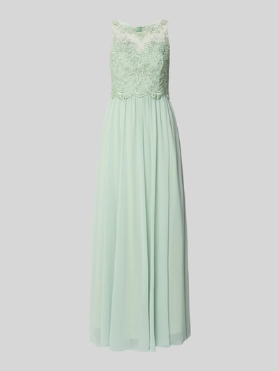 Produktfoto, Regular Fit Abendkleid mit floralem Spitzenbesatz von Laona, semitransparenter Look, ärmelloses Design, mintfarben