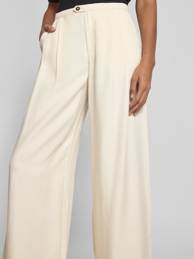 Selected Femme Wide Leg Bundfaltenhose aus Lyocell-Leinen-Mix Modell 'NATUK' Offwhite 3
