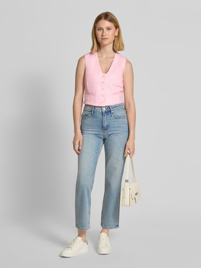 Mango Weste aus Leinen mit Knopfleiste Modell 'BORELI' Hellrosa 1