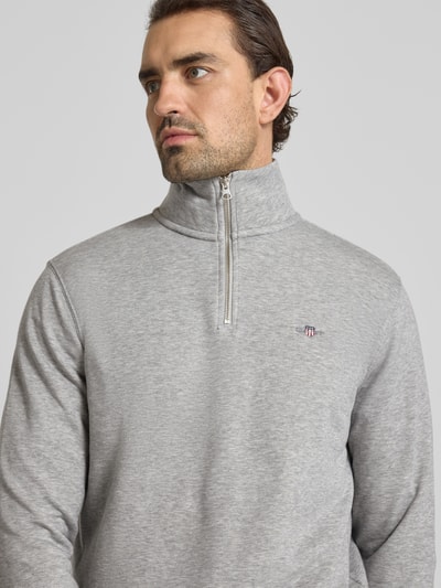 Gant Regular Fit Sweatshirt mit Troyer-Kragen Hellgrau 3