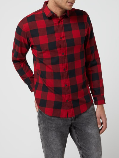 Jack & Jones Koszula casualowa o kroju regular fit z diagonalu model ‘Gingham’ Jasnoczerwony 4