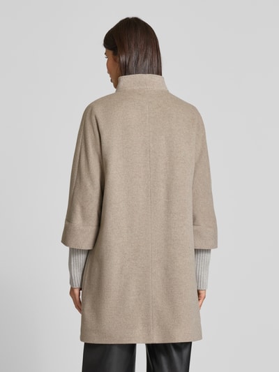 ICONS Cinzia Rocca Lange jas van scheerwol met opstaande kraag Beige gemêleerd - 5