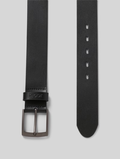 Produktfoto, Gürtel mit Label-Detail von JOOP! Collection aus schwarzem echtem beschichtetem Leder, klassische Passform, Dornschließe, Breite 4 cm
