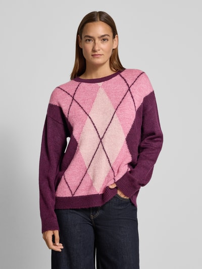 More & More Sweter o kroju relaxed fit z imitacji dzianiny Bordowy 4