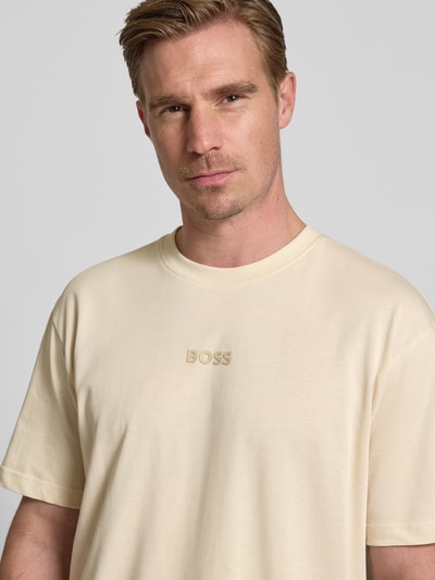 BOSS Green Regular Fit T-Shirt aus reiner Baumwolle Beige 3