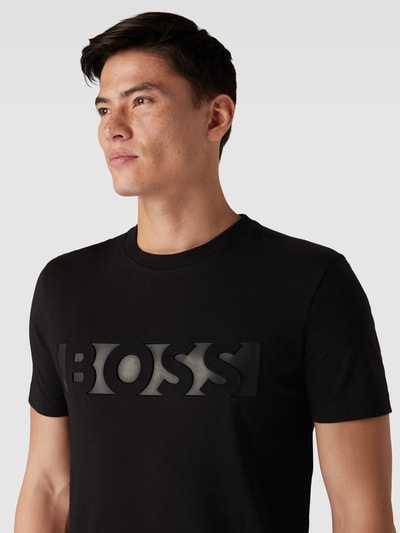 BOSS Green T-Shirt mit Label-Print und Rundhalsausschnitt Black 3