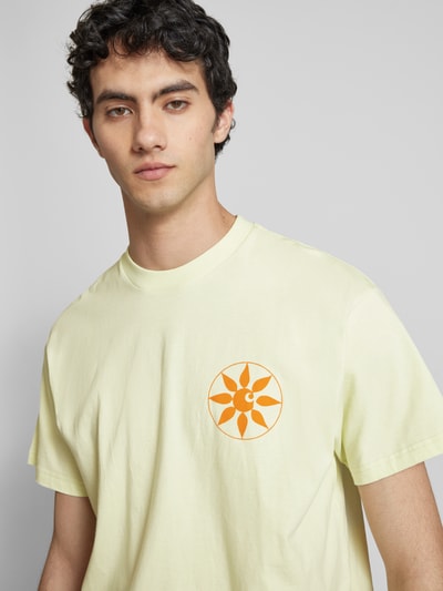 Carhartt Work In Progress T-Shirt mit Logo-Print Modell 'SENSES' Hellgelb 3