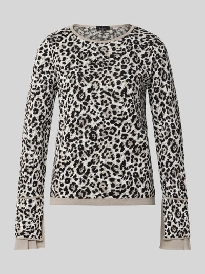 monari Sweter z dzianiny z prążkowanymi wykończeniami Szarobrązowy 2