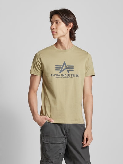 Alpha Industries T-shirt z nadrukiem z logo Oliwkowy 4