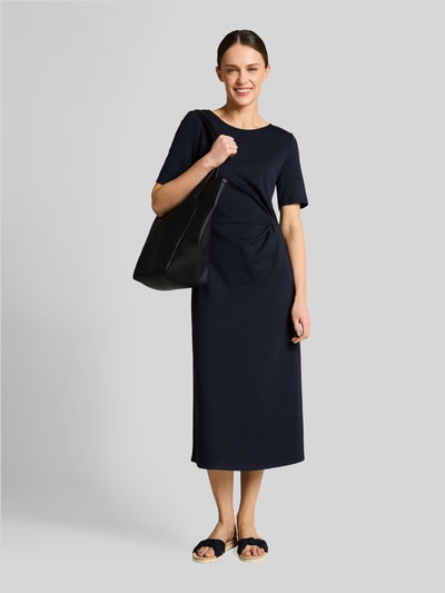 Tom Tailor regular fit midi-jurk met knoopdetail Donkerblauw - 1