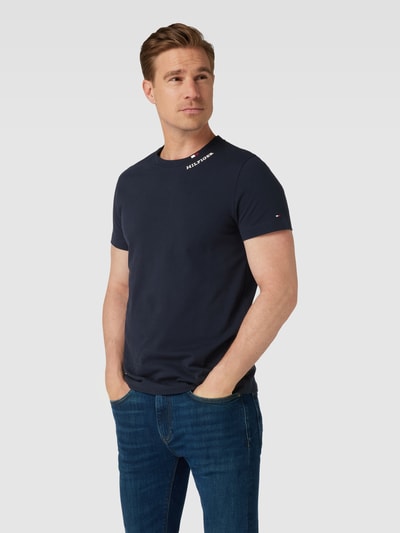 Tommy Hilfiger T-Shirt mit Logo-Stitching Modell 'PIQUE' Marine 4