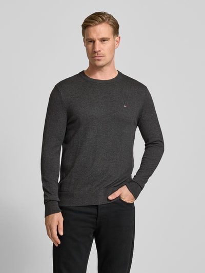 Tommy Hilfiger Regular Fit Strickpullover aus Baumwoll-Kaschmir-Mix Anthrazit Melange 4