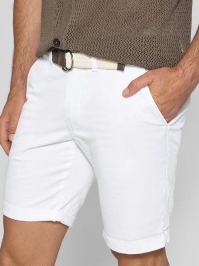 MCNEAL Slim Fit Bermudas mit Gürtel Weiss 3