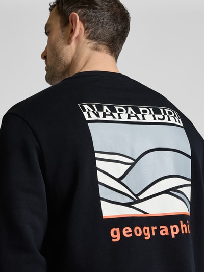 Napapijri Sweatshirt met labelprint, model 'SOVANA' Zwart - 3