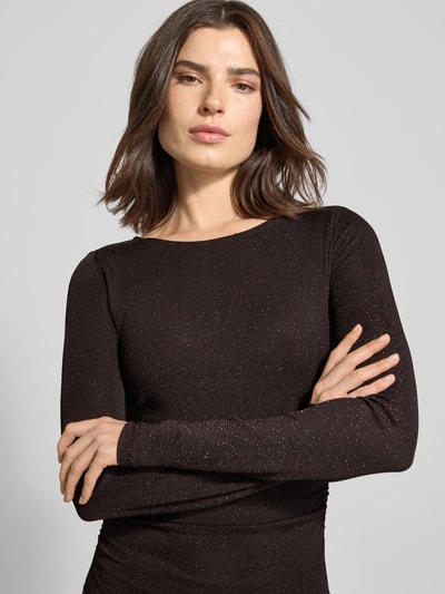 VERO MODA Sukienka o długości do kolan z efektowną przędzą model ‘KANVA’ Czekoladowy 3