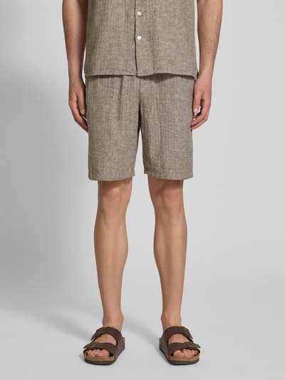 Redefined Rebel Shorts aus Leinen-Baumwoll-Mix Modell 'ORLANDO' Dunkelbraun 4