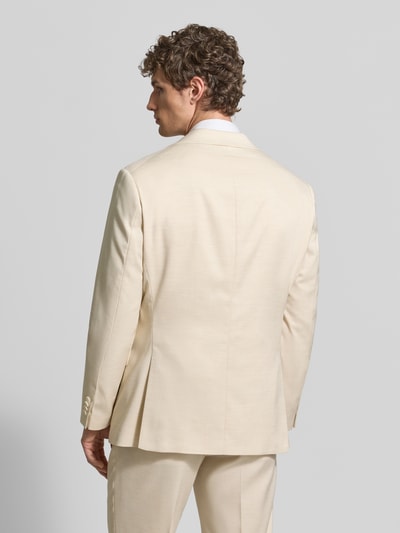 Mężczyznamodel nosi Slim Fit 2-Knopf-Sakko mit Leinen-Anteil von MCNEAL, mieszanka materiałów, krój slim fit, kołnierz z połami, kwiatowy detal, brustasza, kieszenie z patką, długość tyłu w rozmiarze 50: 73 cm, szerokość w rozmiarze 50: 45 cm, długość rękawów w rozmiarze 50: 66 cm, jasny kolor, gładka faktura, widok całej sylwetki z tyłu