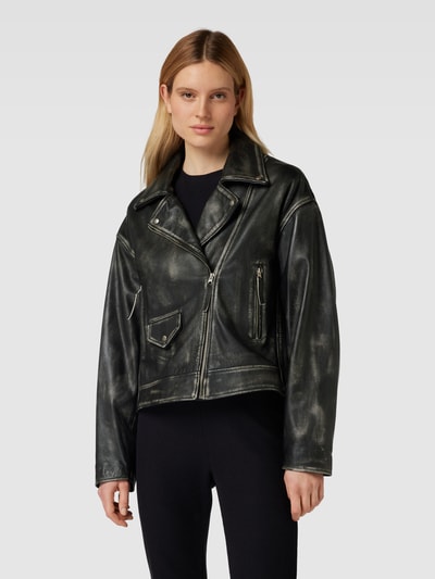 Jake*s Casual Regular Fit Lederjacke im Biker-Look Black 4