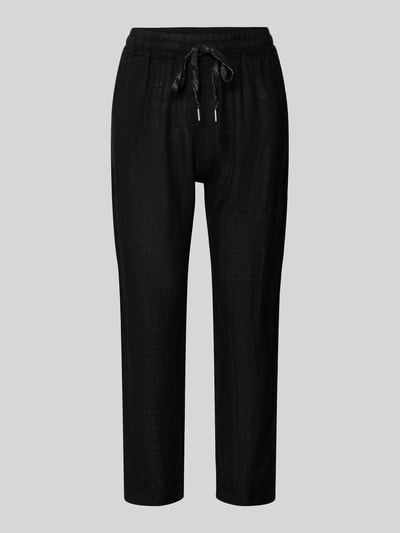 Productfoto, Leinenhose mit elastischem Bund Modell 'Pa44uline' van ZABAIONE, zwart, puur linnen, regular fit, tunnelkoord, zachte structuur