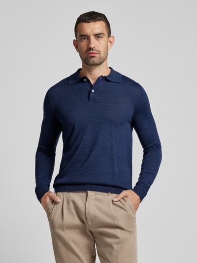 Christian Berg Men Sweter z dzianiny o kroju slim fit z kołnierzykiem polo Ciemnoniebieski melanż 4