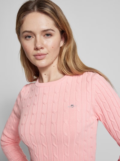 Gant Strickpullover mit Label-Stitching Pink 3