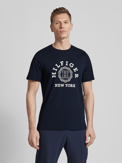 Tommy Hilfiger T-shirt met labelprint, model 'HILFIGER COIN' Marineblauw - 4