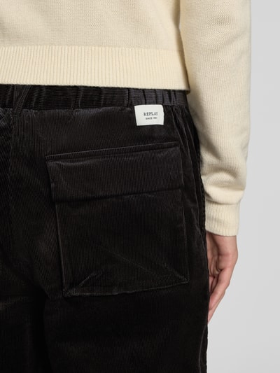 Replay tapered fit corduroy broek met riem Zwart - 3
