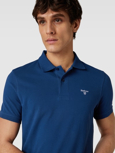 Barbour Slim Fit Poloshirt mit Label-Stitching Jeansblau 3