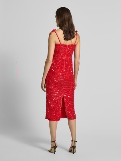Marc Cain Knielange jurk met pailletten en veters Rood - 5