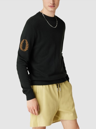 Fred Perry Gebreide pullover met labeldetail, model 'Laurel' Donkergroen - 4