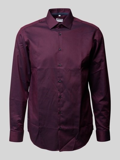 Jake*s Regular Fit Business-Hemd mit Knopfleiste Aubergine 1