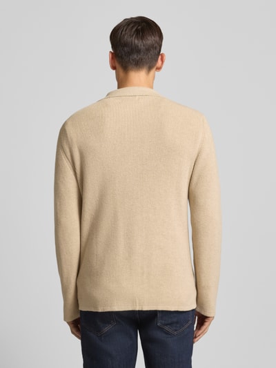 RAGMAN Regular Fit Strickjacke aus Baumwoll-Woll-Mix Beige 5