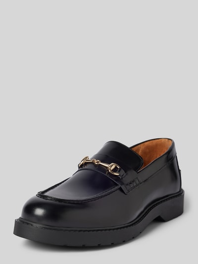 SELECTED HOMME Penny loafers van leer met applicatie, model 'HORSEBIT' Zwart - 1