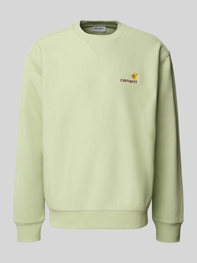 Carhartt Work In Progress Sweatshirt mit Rundhalsausschnitt und Label-Stitching Hellgruen 2
