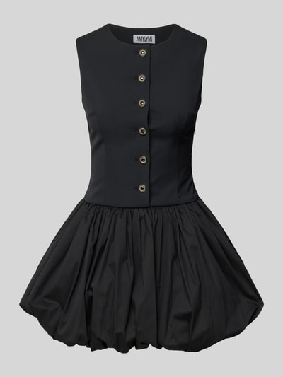 Amy Lynn Cocktailjurk met knoopsluiting, model 'Bea' Zwart - 2